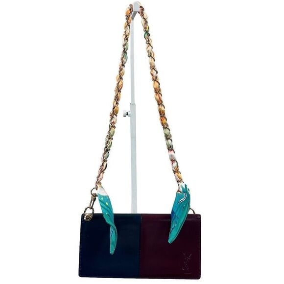 Yves Saint Laurent YSL Vintage Multicolor Two-Tone Long Wallet W/ Added Crossbod - Picture 3 of 16